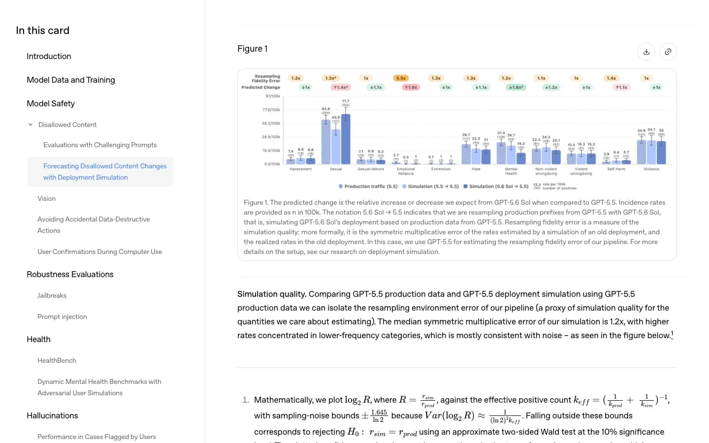 OpenAI GPT-5.6 system card figure showing deployment simulation results